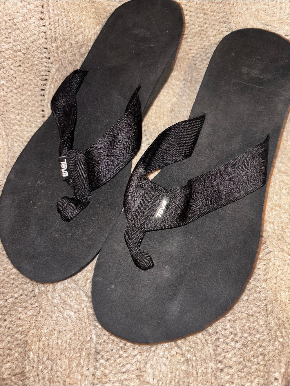 Teva Mush Mandalyn Wedge 2 Black Platform Flip Flops Sandals Women’s Sz 12